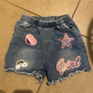 SHEIN Blue Distressed Denim Shorts with Elastic Waistband